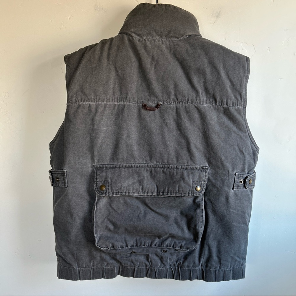 Eddie Bauer Men’s Goose Down Puffer Cargo Safari Vest M Outdoor Heavy Canvas - Picture 4 of 16
